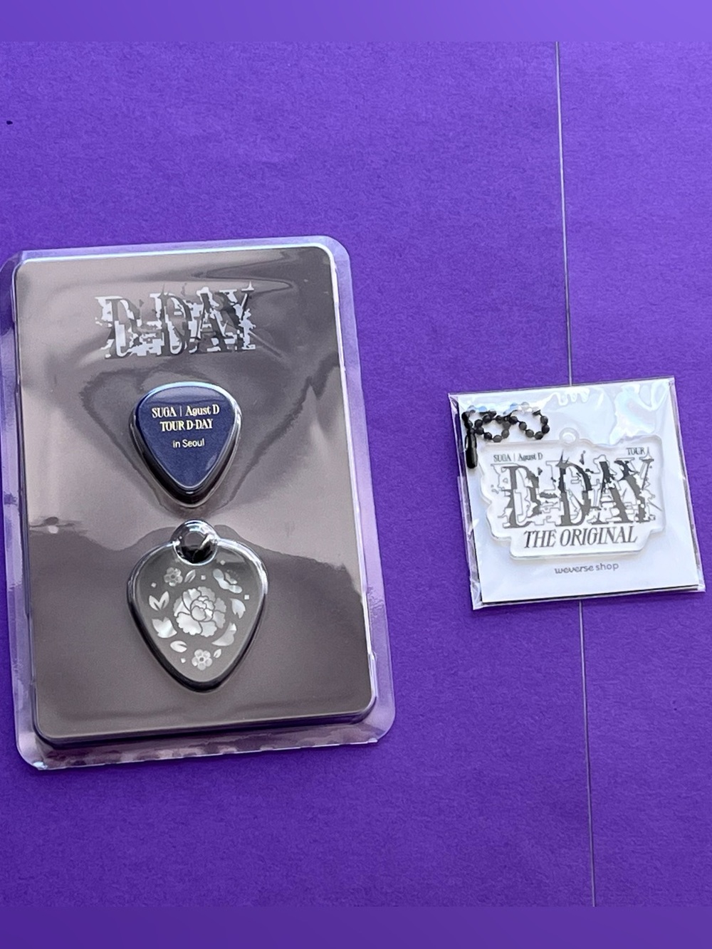 BTS Suga Agust D Tour D-DAY Guitar Pick Set In Seoul And Acrylic Keychain